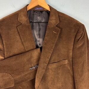 Stafford Men's 48R Brown Classic Fit Corduroy Sport Coat Blazer Elbow Patches
